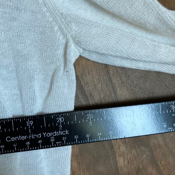 Ann Taylor Womens Sweater White Open Front Sheer Cardigan Normcore Medium - Picture 7 of 11